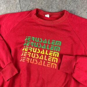 Vintage Jerusalem Sweatshirt Crewneck Mens‎ Size XL Red Made In Israel 80s 90s
